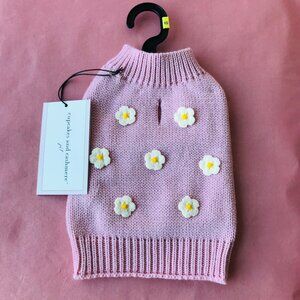 Cupcakes and Cashmere Pet Dog  Pink Flower  Knit  Sweater  Size :XS